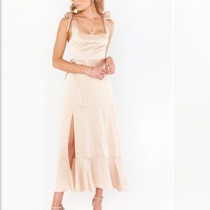 MUMU Claire Midi Dress ~ Champagne Luxe Satin